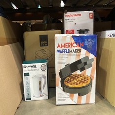 QUANTITY OF KITCHEN & APPLIANCES ITEMS TO INCLUDE GLOBAL GOURMET - AMERICAN WAFFLE MAKER IRON MACHINE 700W I ELECTRIC I STAINLESS STEEL MOULD I NON-STICK COATING IN RECIPES I DEEP COOKING PLATES I AD