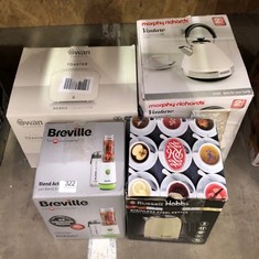 QUANTITY OF KITCHEN & APPLIANCES ITEMS TO INCLUDE BREVILLE BLEND ACTIVE PERSONAL BLENDER & SMOOTHIE MAKER | 350W | 2 PORTABLE BLEND ACTIVE BOTTLES (600ML) | LEAK PROOF LIDS | WHITE & GREEN [VBL246]: