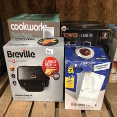 QUANTITY OF KITCHEN & APPLIANCES ITEMS TO INCLUDE BREVILLE ULTIMATE DEEP FILL TOASTIE MAKER | 2 SLICE SANDWICH TOASTER | REMOVABLE NON-STICK PLATES | STAINLESS STEEL | BLACK [VST082]: LOCATION - C