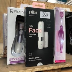 QUANTITY OF HEALTH & BEAUTY ITEMS TO INCLUDE BRAUN FACE MINI HAIR REMOVER, FACIAL HAIR REMOVER FOR WOMEN MINI-SIZED DESIGN FOR PORTABILITY, EFFICIENT FACIAL HAIR REMOVAL ANYTIME, ANYWHERE, WITH SMART