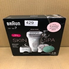 BRAUN SILK-ÉPIL 7 SKINSPA, EPILATOR WITH WIDE HEAD FOR EASY HAIR REMOVAL, WET & DRY, LASTING SMOOTH SKIN, ALL-IN-ONE KIT, 7-081, WHITE/SILVER.: LOCATION - C