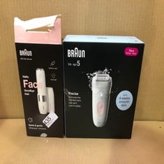 BRAUN SILK-ÉPIL 5, EPILATOR FOR EASY HAIR REMOVAL, WET & DRY, LASTING SMOOTH SKIN, 5-000, WHITE/FLAMINGO + BRAUN FACE MINI HAIR REMOVER, FACIAL HAIR REMOVER FOR WOMEN MINI-SIZED DESIGN FOR PORTABILIT