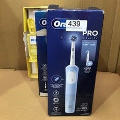 QUANTITY OF HEALTH & BEAUTY ITEMS TO INCLUDE ORAL-B PRO JUNIOR KIDS ELECTRIC TOOTHBRUSH, 1 TOOTHBRUSH HEAD, 3 MODES WITH KID-FRIENDLY SENSITIVE MODE, FOR AGES 6+, 2 PIN UK PLUG, GREEN: LOCATION - BAC