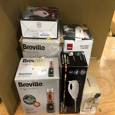 QUANTITY OF KITCHEN & APPLIANCES ITEMS TO INCLUDE BREVILLE BLEND ACTIVE PERSONAL BLENDER & SMOOTHIE MAKER | 350W | 1 PORTABLE BLEND ACTIVE BOTTLE (600ML) | LEAK PROOF LID | BLACK & GOLD [VBL251]: LOC