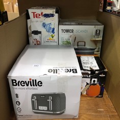 QUANTITY OF KITCHEN & APPLIANCES ITEMS TO INCLUDE BREVILLE GREY 4 SLICE TOASTER: LOCATION - BACK TABLES