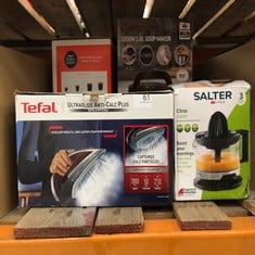 QUANTITY OF KITCHEN & APPLIANCES ITEMS TO INCLUDE TEFAL STEAM IRON, ULTRAGLIDE ANTI-SCALE PLUS, GREY & PURPLE, FV5872: LOCATION - A