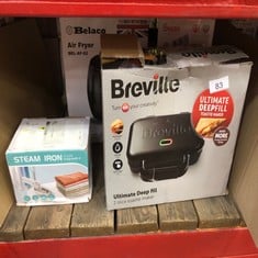 QUANTITY OF KITCHEN & APPLIANCES ITEMS TO INCLUDE BREVILLE ULTIMATE DEEP FILL TOASTIE MAKER | 2 SLICE SANDWICH TOASTER | REMOVABLE NON-STICK PLATES | STAINLESS STEEL | BLACK [VST082]: LOCATION - A