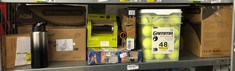 QUANTITY OF SPORTS & EXERCISE ITEMS TO INCLUDE GAMMA SPORTS PRESSURELESS TENNIS-BALLS BUCKET, BULK TENNIS BALLS, PREMIUM TENNIS ACCESSORIES: LOCATION - A RACK