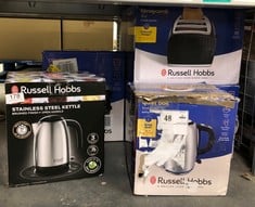 QUANTITY OF KITCHEN & APPLIANCES ITEMS TO INCLUDE RUSSELL HOBBS BRUSHED STAINLESS STEEL & BLACK ELECTRIC 1.7L CORDLESS KETTLE WITH BLACK HANDLE (FAST BOIL 3KW, REMOVABLE WASHABLE ANTI-SCALE FILTER, P