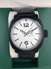 MENS FRANK SCHMIDT WATCH LARGE BLACK CASE WITH PILOT DIAL BLUE LEATHER STRAP 3ATM WATER RESISTANT GIFT BOX INCLUDED EST £2909: LOCATION - TOP 50 RACK