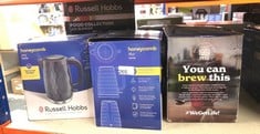 QUANTITY OF KITCHEN & APPLIANCES ITEMS TO INCLUDE RUSSELL HOBBS HONEYCOMB ELECTRIC 1.7L CORDLESS KETTLE (FAST BOIL 3KW, BLACK PREMIUM PLASTIC, MATT & HIGH GLOSS FINISH, REMOVABLE WASHABLE ANTI-SCALE