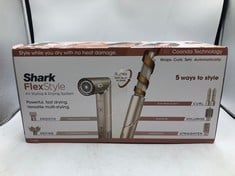 SHARK FLEXSTYLE 5-IN-1 AIR STYLER & HAIR DRYER WITH AUTO-WRAP CURLERS, PADDLE BRUSH, OVAL BRUSH, CONCENTRATOR, DIFFUSER AND STORAGE CASE, NO HEAT DAMAGE, STONE HD440 SLUK.: LOCATION - TOP 50 RACK