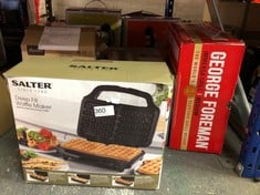 QUANTITY OF KITCHEN & APPLIANCES ITEMS TO INCLUDE SALTER DOUBLE WAFFLE MAKER Â€“ NON-STICK DUAL WAFFLE IRON PLATES, DEEP FILL BELGIAN & AMERICAN WAFFLE MACHINE, AUTOMATIC TEMPERATURE CONTROL, COOL TO