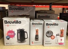 QUANTITY OF KITCHEN & APPLIANCES ITEMS TO INCLUDE BREVILLE BLEND ACTIVE PERSONAL BLENDER & SMOOTHIE MAKER | 350W | 1 PORTABLE BLEND ACTIVE BOTTLE (600ML) | LEAK PROOF LID | BLACK & GOLD [VBL251]:: LO