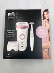 BRAUN SILK-EPIL 9 EPILATOR FOR LONG-LASTING HAIR REMOVAL WITH ELECTRIC SHAVER & TRIMMER & BIKINI TRIMMER, 100% WATERPROOF, UK 2 PIN PLUG, 9-890, WHITE.: LOCATION - TOP 50 RACK