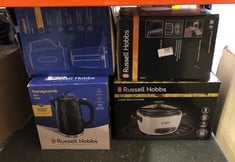 QUANTITY OF KITCHEN & APPLIANCES ITEMS TO INCLUDE RUSSELL HOBBS MODE ELECTRIC 1.7L CORDLESS KETTLE (FAST BOIL 3KW, BLACK WITH STAINLESS STEEL ACCENTS, REMOVABLE WASHABLE ANTI-SCALE FILTER, PUSH TO OP