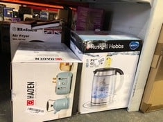 QUANTITY OF KITCHEN & APPLIANCES ITEMS TO INCLUDE HADEN 3000W HIGHCLERE ELECTRIC KETTLE, 1.5 LITRE CAPACITY, BLUE: LOCATION - E RACK