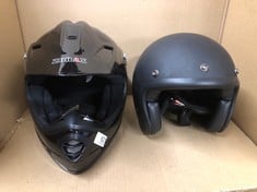 OMD BLACK MOTORBIKE HELMET SIZE S + ZORAX BLACK HELMET SIZE : LOCATION - E RACK