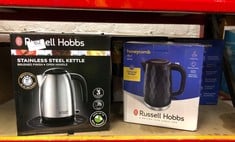 QUANTITY OF KITCHEN & APPLIANCES ITEMS TO INCLUDE RUSSELL HOBBS BRUSHED STAINLESS STEEL & BLACK ELECTRIC 1.7L CORDLESS KETTLE WITH BLACK HANDLE (FAST BOIL 3KW, REMOVABLE WASHABLE ANTI-SCALE FILTER, P