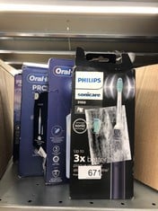 QUANTITY OF HEALTH & BEAUTY ITEMS TO INCLUDE PHILIPS SONICARE 3100 SERIES ELECTRIC TOOTHBRUSH, SONIC TOOTHBRUSH, PRESSURE SENSOR AND TIMER, BLACK, HX3671/14: LOCATION - E RACK