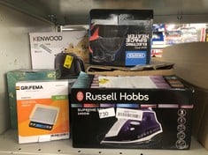 QUANTITY OF KITCHEN & APPLIANCES ITEMS TO INCLUDE RUSSELL HOBBS SUPREME STEAM IRON, POWERFUL VERTICAL STEAM FUNCTION, NON-STICK STAINLESS STEEL SOLEPLATE, EASY FILL 300ML WATER TANK, 110G STEAM SHOT,