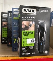 QUANTITY OF HEALTH & BEAUTY ITEMS TO INCLUDE WAHL AQUA BLADE STUBBLE & BEARD TRIMMER, TRIMMERS FOR MEN, STUBBLE TRIMMERS, MALE GROOMING SET, CLOSE CUTTING, FULLY WASHABLE, SUITABLE FOR WET/DRY USE, B