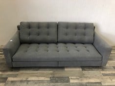 GREY LEATHER 3 SEATER SOFA RRP £2599:: LOCATION - REAR FLOOR(COLLECTION OR OPTIONAL DELIVERY AVAILABLE)