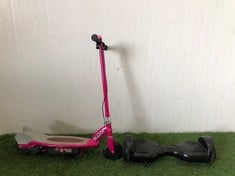 RAZOR ELECTRIC SCOOTER IN PINK + BLACK HOVERBOARD - COLLECTION ONLY - LOCATION RIGHT RACK