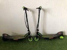 2 X RAZOR ELECTRIC SCOOTERS IN BLACK/GREEN - COLLECTION ONLY - LOCATION RIGHT RACK