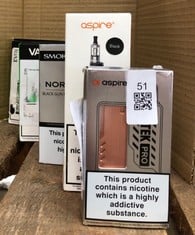 QUANTITY OF ASSORTED VAPES TO INCLUDE VOOPOO ASPIRE GOTEK PRO RRP £125 ID MAY BE REQUIRED - COLLECTION ONLY - LOCATION RIGHT RACK