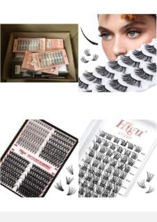 QUANTITY OF ASSORTED ITEMS TO INCLUDE HIGH CLACE FALSE EYELASHES 10 PAIRS NATURAL WISPY LASHES SOFT FLUFFY MIX10-16MM INDIVIDUAL LASHES CLUSTER LIGHTWEIGHT DIY LASH EXTENSIONS AT HOME - LIGHT FLAT 02