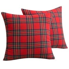 18 X LUNCONYINE SET OF 2 CHRISTMAS PLAID CUSHION COVER 45CM X 45CM, DECORATIVE THROW PILLOW COVERS FOR HOME HOLIDAY DECOR?LARGE PLAID? - TOTAL RRP £149: LOCATION - B RACK