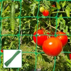 32 X PEA NETTING CLIMBING PLANT SUPPORT MESH, TRELLIS NETTING GARDEN PLANT SUPPORT NET, NYLON TRELLIS GARDEN NETTING MESH FOR SWEET PEA BEAN TOMATO CUCUMBER VEG FRUIT VINE PLANT (2 X 2.5M) - TOTAL RR