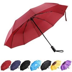 16 X YUMSUR COMPACT TRAVEL UMBRELLA - WINDPROOF, REINFORCED CANOPY, TESTED IN 60MPH WINDS, 10 RIBS REINFORCED WINDPROOF UMBRELLA, ONE TOUCH AUTO OPEN/CLOSE MULTIPLE COLORS FOR MEN & WOMEN BLUE - TOTA