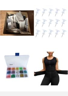 QUANTITY OF ASSORTED ITEMS TO INCLUDE VAPOR GIANT PUSH PINS 100PCS LARGE CLEAR PUSH PIN STANDARD THUMB TACKS PLASTIC HEAD PINS WITH STEEL POINT TACKS MARKING PINS FOR BULLETIN BOARD CORK BOARD: LOCAT