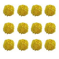 16 X KID LEARN 12PCS DECORATIVE BALLS, VASE FILLERS FOR HOME DECOR WICKER RATTAN BALLS (4CM,YELLOW) - TOTAL RRP £116: LOCATION - C RACK