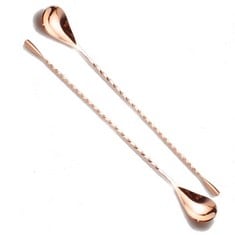 15 X MIXING BAR SPOON 12 INCHES 18/10 STAINLESS STEEL SPIRAL PATTERN MORPHINE BARTENDER WHISKEY COCKTAIL SHAKER SPOON (2 PCS RAINBOW BAR SPOONS) - TOTAL RRP £137: LOCATION - C RACK