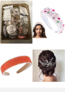 QUANTITY OF ASSORTED ITEMS TO INCLUDE FLAYEM RHINESTONE HEADBAND SPARKLY CRYSTAL HEADBAND GLITTER PADDLE WIDE HAIR BAND GORGEOUS BANQUET HAIR HOOP ACCESSORIES FOR WOMEN AND GIRLS (WHITE): LOCATION -