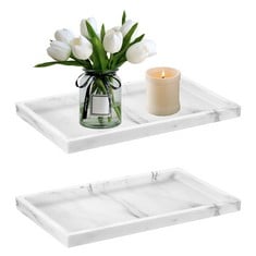 18 X 2 PACK BATHROOM TRAY MARBLE PATTERN JEWELRY TRAY DECORATIVE BOWL RECTANGLE PLATE TRAY FOR CLOTHES CANDLES TOWEL SOAP PLANT JEWELRY(MARBLE PATTERN S) - TOTAL RRP £150: LOCATION - A RACK