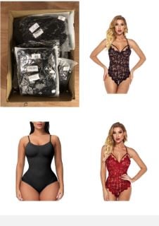 QUANTITY OF ASSORTED ITEMS TO INCLUDE BODYSUIT FOR WOMEN SEXY LINGERIE TEDDY HALTER LACE BABYDOLL ONE PIECE NIGHTWEAR V NECK SLEEPWEAR NIGHTGOWN CHEMISE UNDERWEAR STRAPPY NIGHTDRESS BLACK: LOCATION -