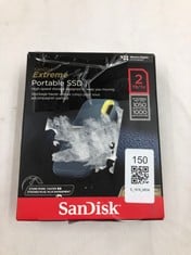 SANDISK 2TB EXTREME, TYPE C, PORTABLE SSD: MODEL NO SDSSDE61-2T00 (RRP-277): LOCATION - A RACK