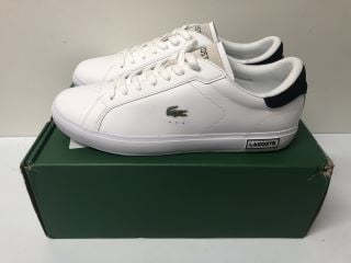 LACOSTE POWERCOURT WHITE LEATHER SHOES - SIZE 10