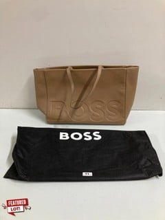 BOSS OLIVIA EMBOSSED LOGO BRONN LEATHER TOTE BAG - RRP.£115