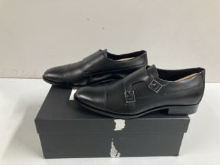 BOSS COLBY LEATHER MONK SHOES - BLACK - SIZE: 9 - RRP.£199