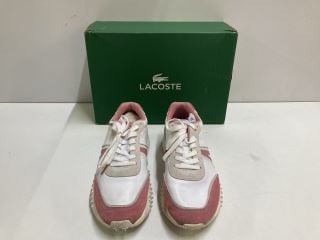 LACOSTE L SPIN DELUXE WHITE/PINK LEATHER SHOES - SIZE 7