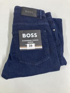 BOSS DELAWARE 3 CASHMERE-TOUCH DENIM JEANS - BLUE - SIZE: 30/32 - RRP.£129