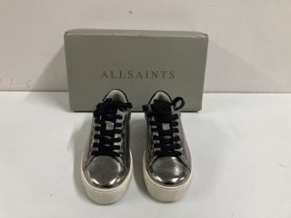 ALLSAINTS SHANA METALLIC SNEAKERS - SILVER - SIZE: 4 - RRP.£129