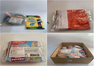 BOX OF ITEMS TO INC.CRAYOLA SUPER TIPS WASHABLE MAKER PENS