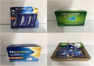 BOX OF NICOTINE ITEMS TO INC NIQUITIN MINIS MINT LOZENGERS NICOTINE - EXPIRATION DATE 09/2024 (18+ ID REQUIRED)