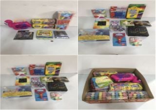 BOX OF VARIOUS ITEMS INC. CRAYOLA MY FIRST WASHABLE MARKERS